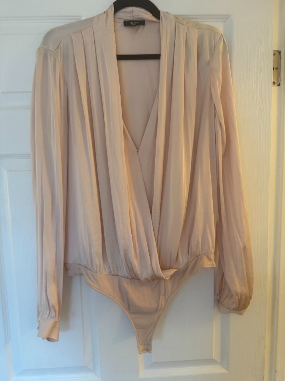 PAIGE Blush Pink Draped Bodysuit — Size L
